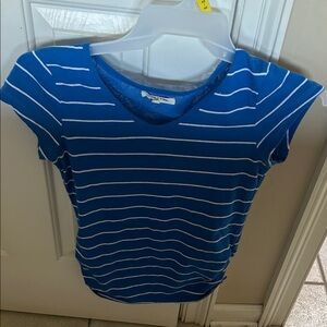 Wishful Park Blue and White Striped Short Sleeve Top